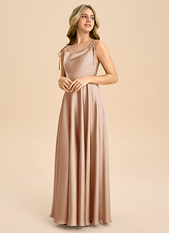 Azazie Popsy Junior Abito A-Line in Raso Elasticizzato Fiocco Rosa Inglese image4