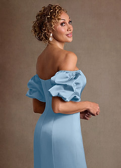 Azazie Redding Klänningar till brudens mor Klä Tubklänning i Stretch Satin Rynkad Puderblå image7