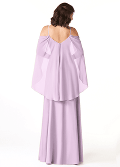 Azazie Cienna Bridesmaid Dresses Frosted Lilac A-Line Off the Shoulder Chiffon Dress image2