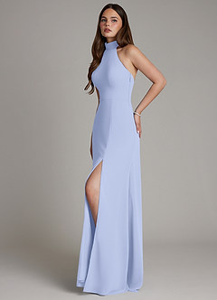 Azazie Myra Bridesmaid Dresses Ice A-Line High Neck Chiffon Dress image5