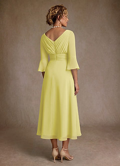 Azazie Aerynne Mother of the Bride Dresses Lemon Sorbet A-Line Pleated Chiffon Dress image2