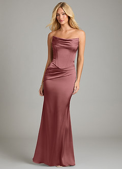 Azazie Sorrel Bridesmaid Dresses Amethyst Mermaid Strapless Stretch Satin Convertible Dress image5