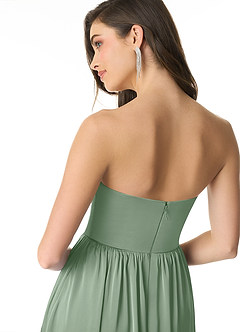 Azazie Morana Brautjungfernkleider Wandelbar A-Linie Schulterfrei Stretch-Satin Kleid Matcha image8