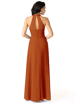 Azazie Danica Bridesmaid Dresses Paprika A-Line Pleated Chiffon Dress image2