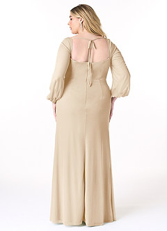 Azazie Charissa Bridesmaid Dresses Champagne Sheath Corset Pleated Mesh Dress image8