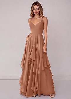 Azazie Zaina Bridesmaid Dresses Bronzer A-Line Chiffon Dress image3
