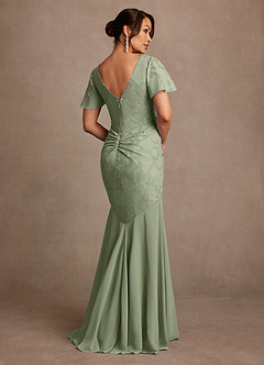 Azazie Jolene Mother of the Bride Dresses Agave Mermaid Pleated Floral Burnout Dress image2