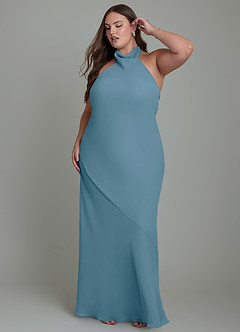 Azazie Velli Abiti da Damigella Abito Sirena in Chiffon Collo alto Bermuda image11