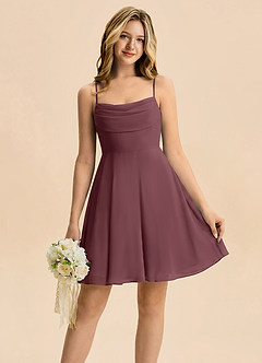 Azazie Bear Junior Sangria A-Line Pleated Chiffon Dress image1