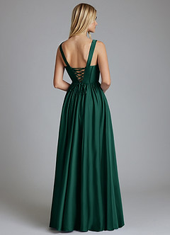 Azazie Delmie Brudtärnklänningar Klä av A-Linje i Stretch Satin Korsett Smaragdgrön image2