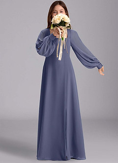 Azazie Bondi Junior Stormy A-Line Blouson Chiffon Dress image1