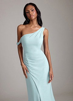 Azazie Madelyn Bridesmaid Dresses Mist Mermaid One Shoulder Chiffon Convertible Dress image4