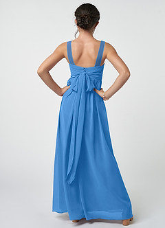 Azazie Kora Junior Blue Jay A-Line Pleated Chiffon Dress image2
