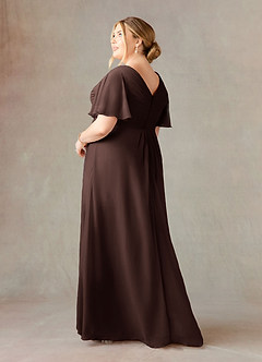 Azazie Morning Glory Mother of the Bride Dresses Ganache A-Line V-Neck Ruched Chiffon Dress image8