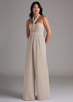 Azazie Lamara Bridesmaid Dresses Frost Off the Shoulder Chiffon Convertible Jumpsuit image8