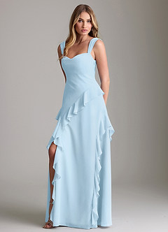 Azazie Sloane Bridesmaid Dresses Sky Blue A-Line Sweetheart Neckline Chiffon Dress image1