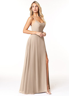 Azazie Moira Suknie dla druhen Linia A z kieszeniami Szyfon Do ziemi Sukienka image4