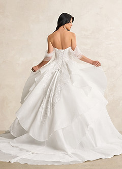 Azazie Mirabelle Vestidos de novia Vestido de Diamante Blanco de Tul de Corte Princesa con Lentejuela image3