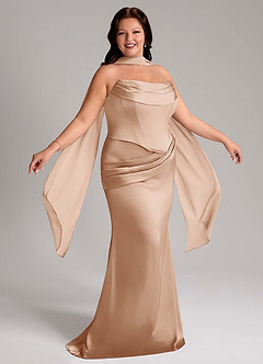 Azazie Sorrel Vestidos de damas de honor Vestido de Rosa Inglesa de Satén Elástico de Corte Sirena Convertible con Sin tirantes image12