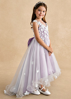 Azazie Celia Flower Girl Dresses Wisteria A-Line Lace Tulle Dress image3