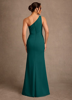 Azazie Floy Mother of the Bride Dresses Peacock Sheath One Shoulder Chiffon Dress image3