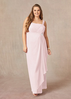 Azazie Weisz Mère de la mariée Robes Robe Trapèze en Mousseline de soie Encolure carrée plissée Rose Pâle image10