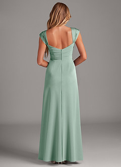 Azazie Laila Bridesmaid Dresses Agave A-Line Pleated Stretch Satin Dress image2