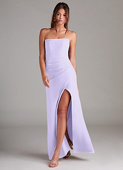Azazie Leonis Bridesmaid Dresses Lilac Sheath Strapless Chiffon Convertible Dress image7