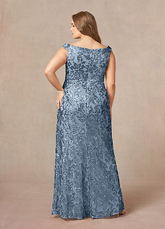 Azazie Porcelain Mother of the Bride Dresses Dusty Blue A-Line Off the Shoulder Lace Dress image10