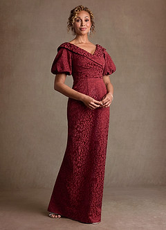 Azazie Amala Kleider für die Brautmutter Spalte Plissee Blumen-Jacquard Kleid Cabernet Franc image2