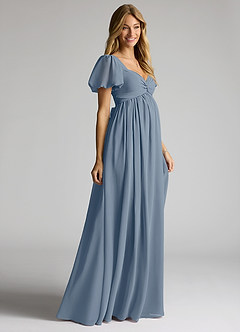 Azazie Madisynn Maternity Bridesmaid Dresses Bow Chiffon Floor-Length Dress image3