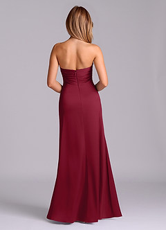 Azazie Sabrine Bridesmaid Dresses Burgundy A-Line Sweetheart Neckline Stretch Satin Dress image2