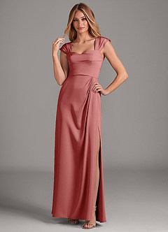 Azazie Laila Bridesmaid Dresses Antique Rose A-Line Sweetheart Neckline Stretch Satin Dress image3