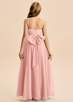 Azazie Bear Junior A-linja Pliseerattu Sifonki Lattian pituus Nuorempi morsiusneito Pukeutua image2