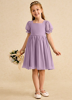 Azazie Jolie Flower Girl Dresses Wisteria A-Line with Sleeves Chiffon Dress image4