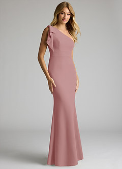 Azazie Rinna Bridesmaid Dresses Dusty Rose Mermaid One Shoulder Stretch Crepe Dress image1