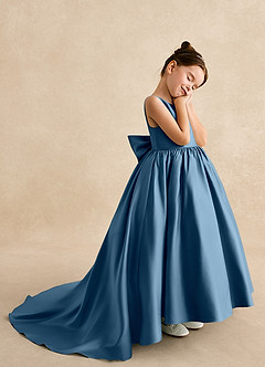 Azazie Mimia Flower Girl Dresses Bermuda A-Line Bow Matte Satin Dress image4
