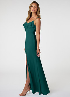 Azazie Natalia Bridesmaid Dresses Peacock A-Line Chiffon Dress image3