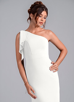 Azazie Rinna Bridesmaid Dresses White Mermaid One Shoulder Chiffon Dress image6