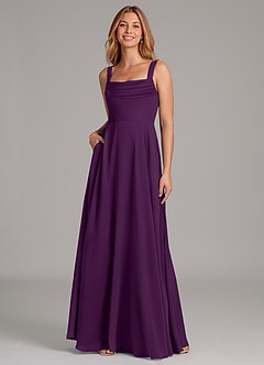 Azazie Shaude Bridesmaid Dresses Grape A-Line Pleated Chiffon Dress image3