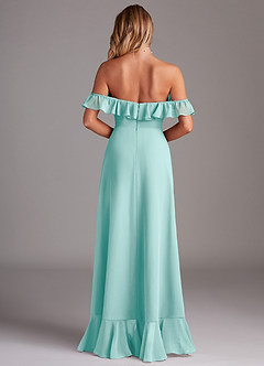 Azazie Lyra Bridesmaid Dresses Aqua A-Line Chiffon Convertible Dress image7