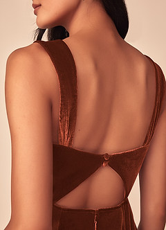 Azazie Lanessa Bridesmaid Dresses Terracotta Mermaid V-Neck Keyhole Back Velvet Dress image4