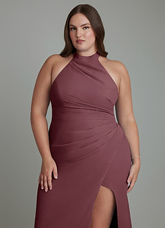 Azazie Jemma Vestidos de damas de honor Vestido Sangrado de Gasa de Corte Recto con Plisado image13