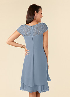 Azazie Tess vestidos de madre de la novia Vestido de Azul Polvoriento de Gasa de Imperio con Lentejuela image6