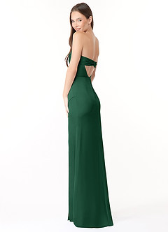 Azazie Leonis Bridesmaid Dresses Dark Green Mermaid Pleated Stretch Satin Convertible Dress image7