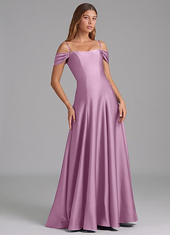 Azazie Seriana Bridesmaid Dresses Wisteria A-Line Off the Shoulder Stretch Satin Convertible Dress image6