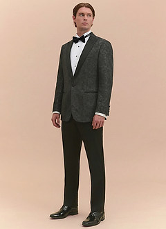 front Joseph Black Formal Jacquard Peak Lapel Tuxedo Jacket