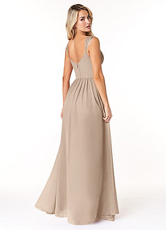 Azazie Cleobella Bridesmaid Dresses Taupe A-Line Sweetheart Lace Chiffon Dress image5