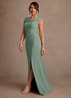 Azazie Irvine Mother of the Bride Dresses Silver Sage A-Line Pleated Chiffon Dress image1