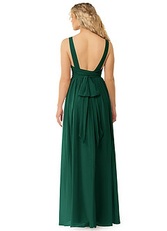 Azazie Kora Bridesmaid Dresses Emerald A-Line Pleated Chiffon Dress image4